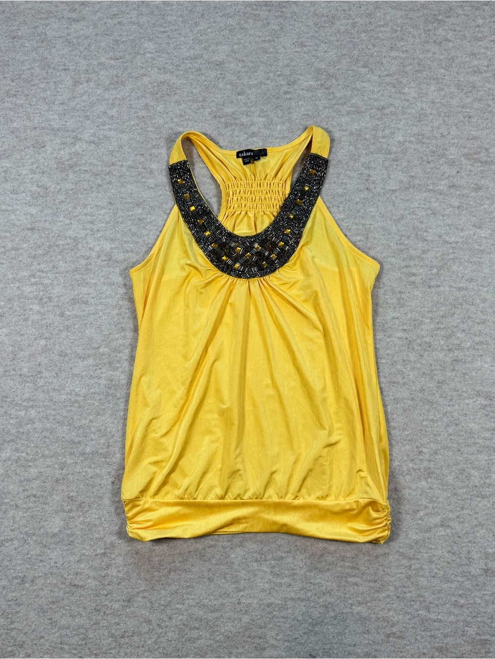 Y2K yellow beaded bubble tank top